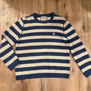 Vtg Express Cashmere Lambs Wool Crewneck Sweater Men’s XL Blue Grey Stripes Y2K